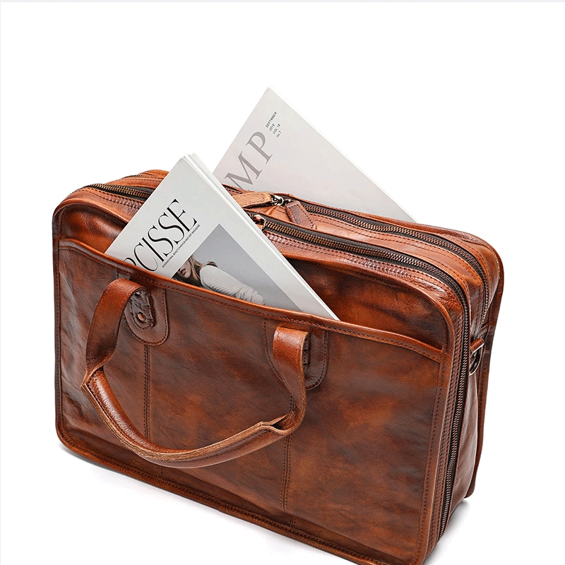 Vegetable Tanning Leather Briefcase