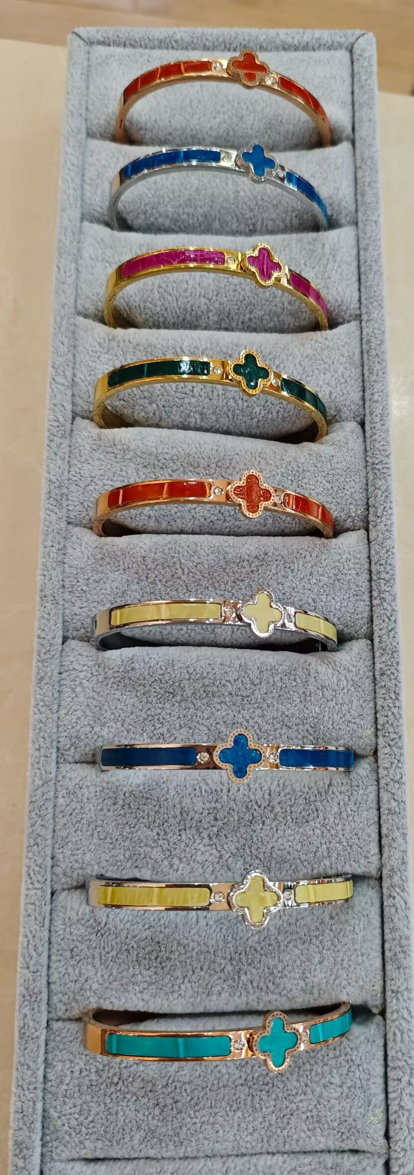 Genuine Crocodile Leather Floral Bangle