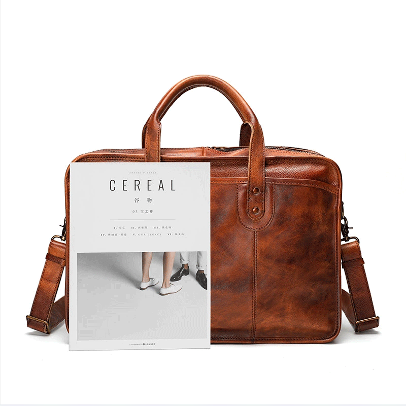 Vegetable Tanning Leather Briefcase
