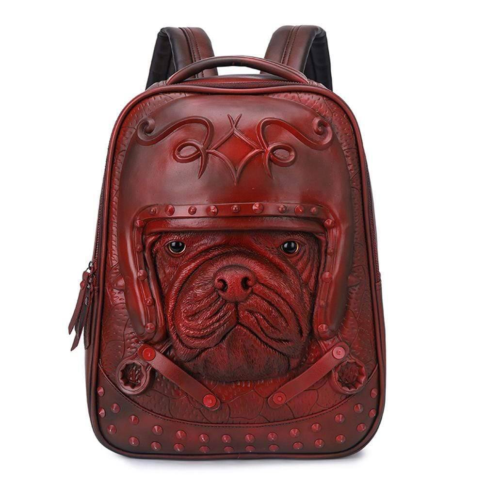 3D Backpack 3D Sha Pei Dog With Helmet Studded Backpack,14 Inch Lightweight Computer Rucksack