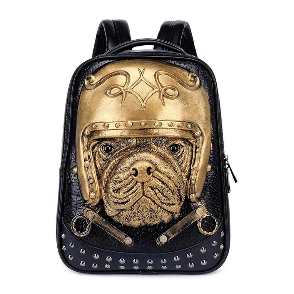 Zaino 3D con cane Shar Pei con casco, zaino con borchie da 14 pollici leggero per computer