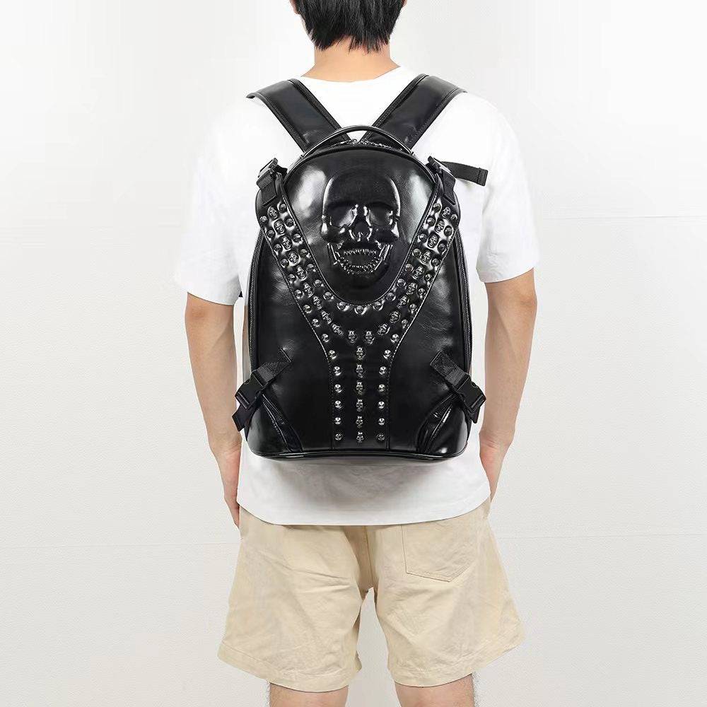 3D Backpack Fashion Studded Smile Skull Handbag