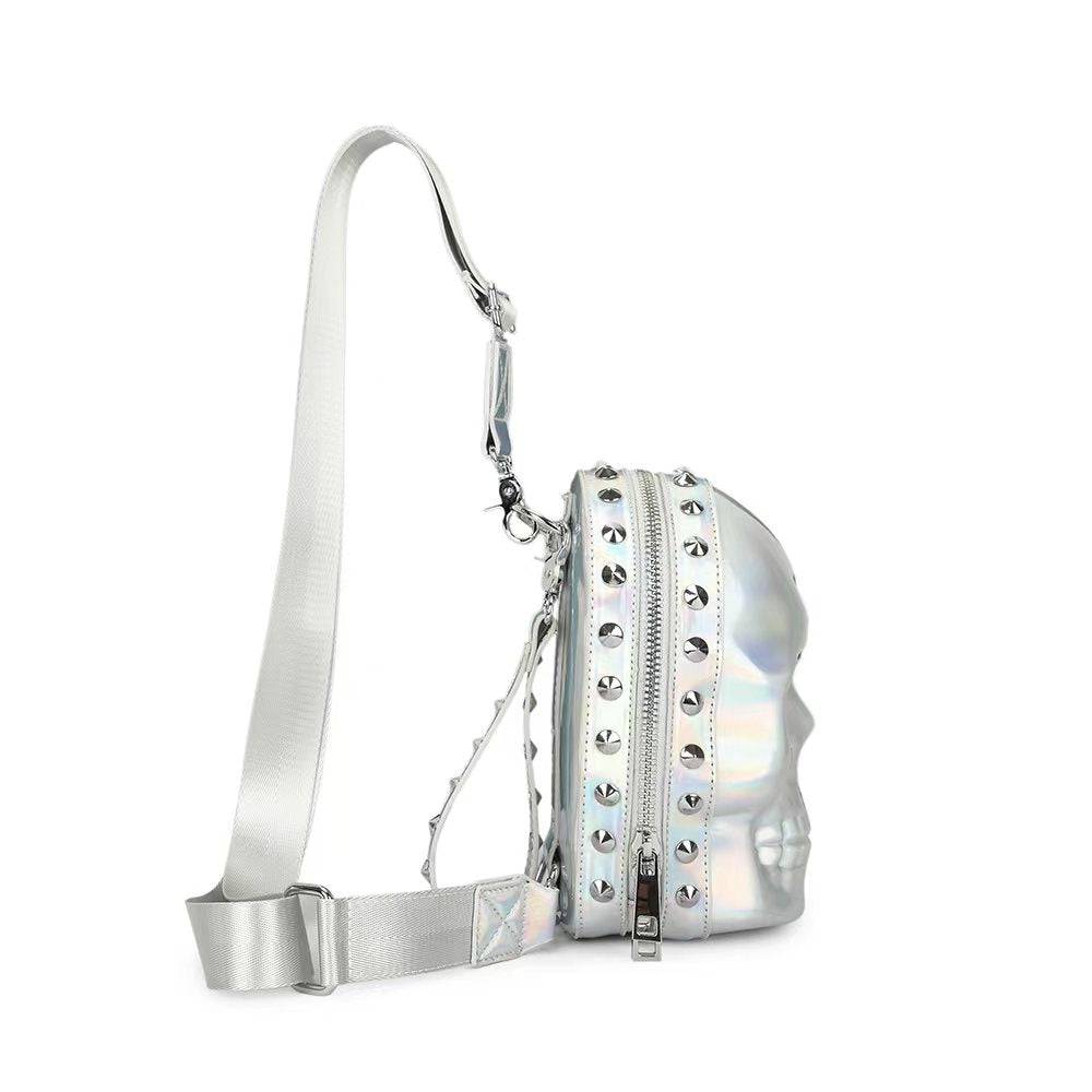 Zaino 3D unisex con teschio Kreepsville, borsa a tracolla per vita e petto
