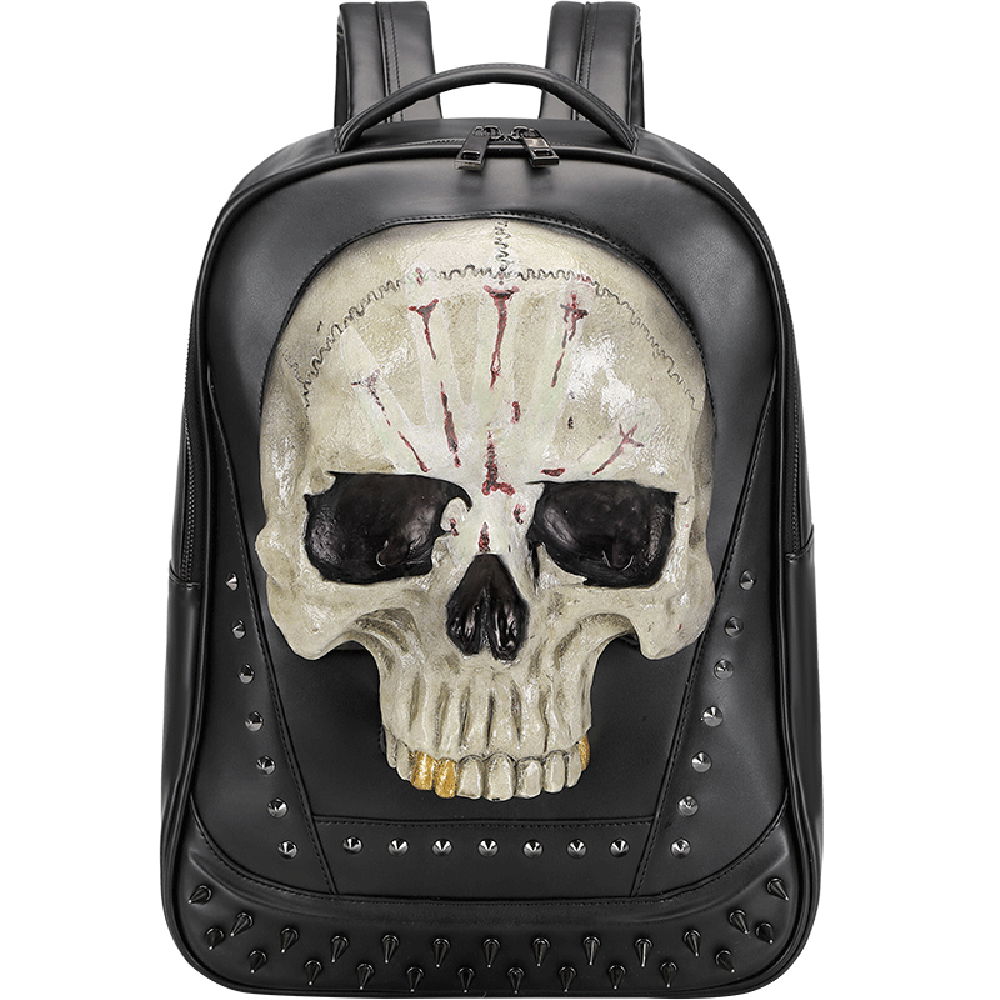 3D Skull Backpack, 3D Kreepsville Skull ，Luminous Leisure Skull Backpack