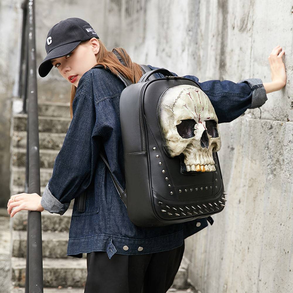 3D Skull Backpack 3D Kreepsville Skull Luminous Leisure Skull Backpack