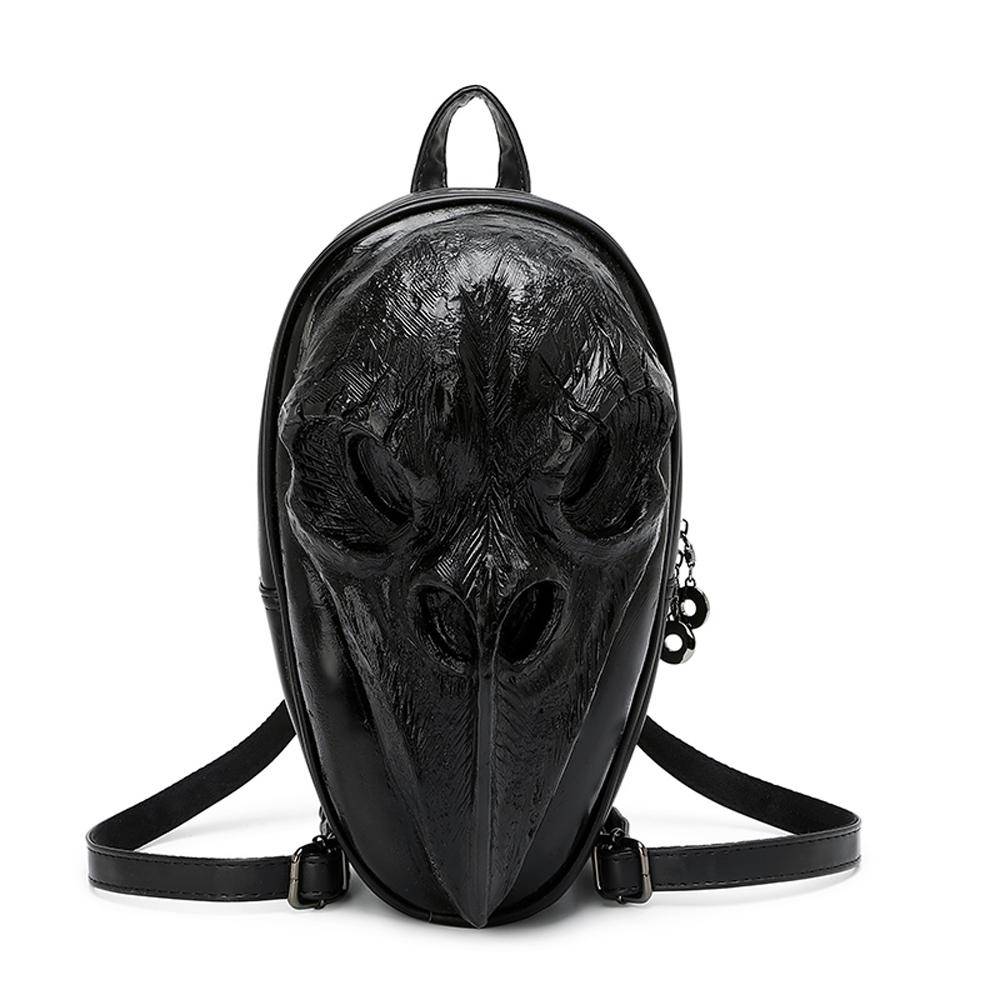 3D Skull Backpack ,3D Skull Bird With Sharp Pointed Beak Small Backpack