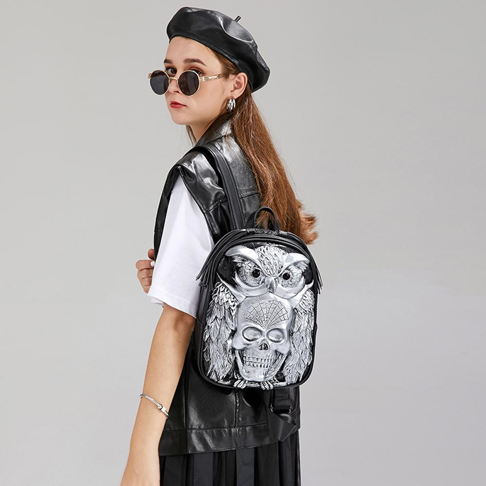 3D Skull Backpack ,3D Skull Owl Small Backpack