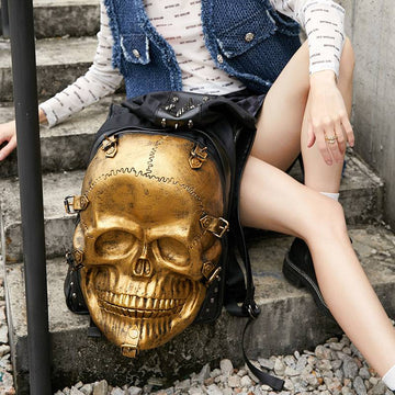 3D Skull Backpack with Rivets and Hoodie Cap | Rossie Viren 3D Skull Backpack with Rivets and Hoodie Cap | Rossie Viren