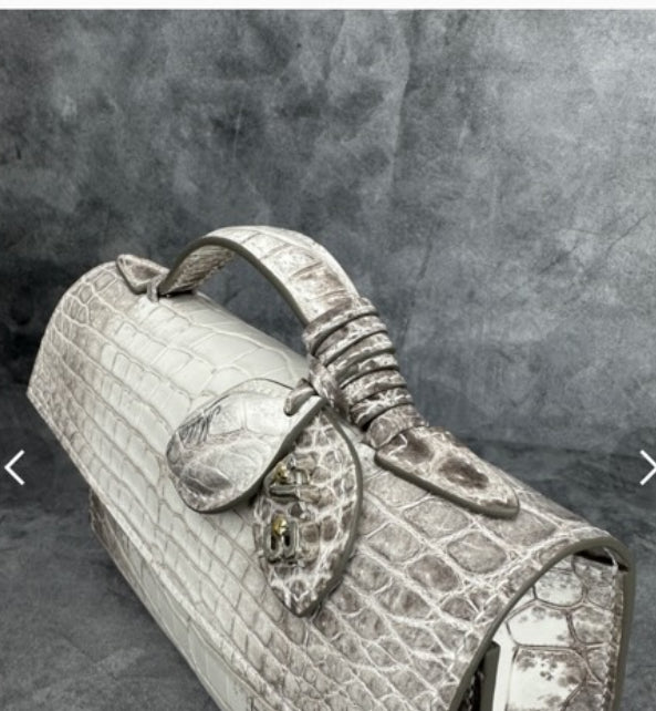 Preorder Womens Crocodile Leather Cross Body Bag Black