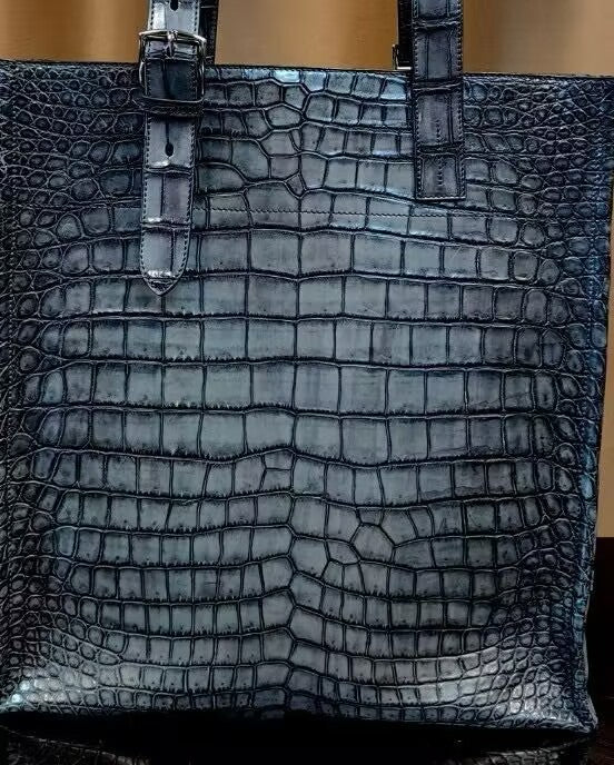 Preorder Womens Vintage Crocodile Leather Tote Bag Vintage Purple