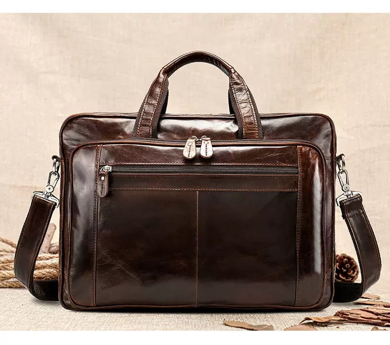 Rossie Viren Vegetable Brown Large Double Zip Briefcase