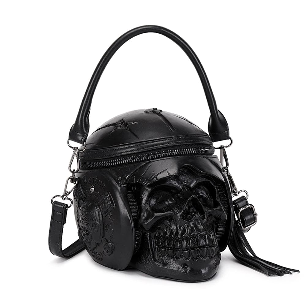 3D Backpack, Fashion 3D Skull With Helmet And Earphone Cross Body Handle Shoulder Bag