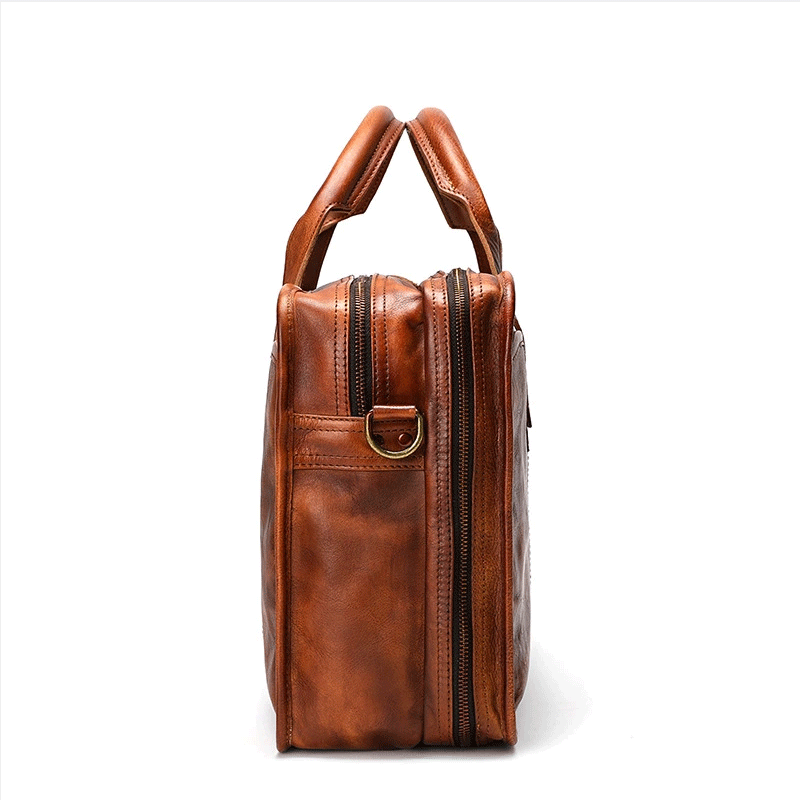 Vegetable Tanning Leather Briefcase