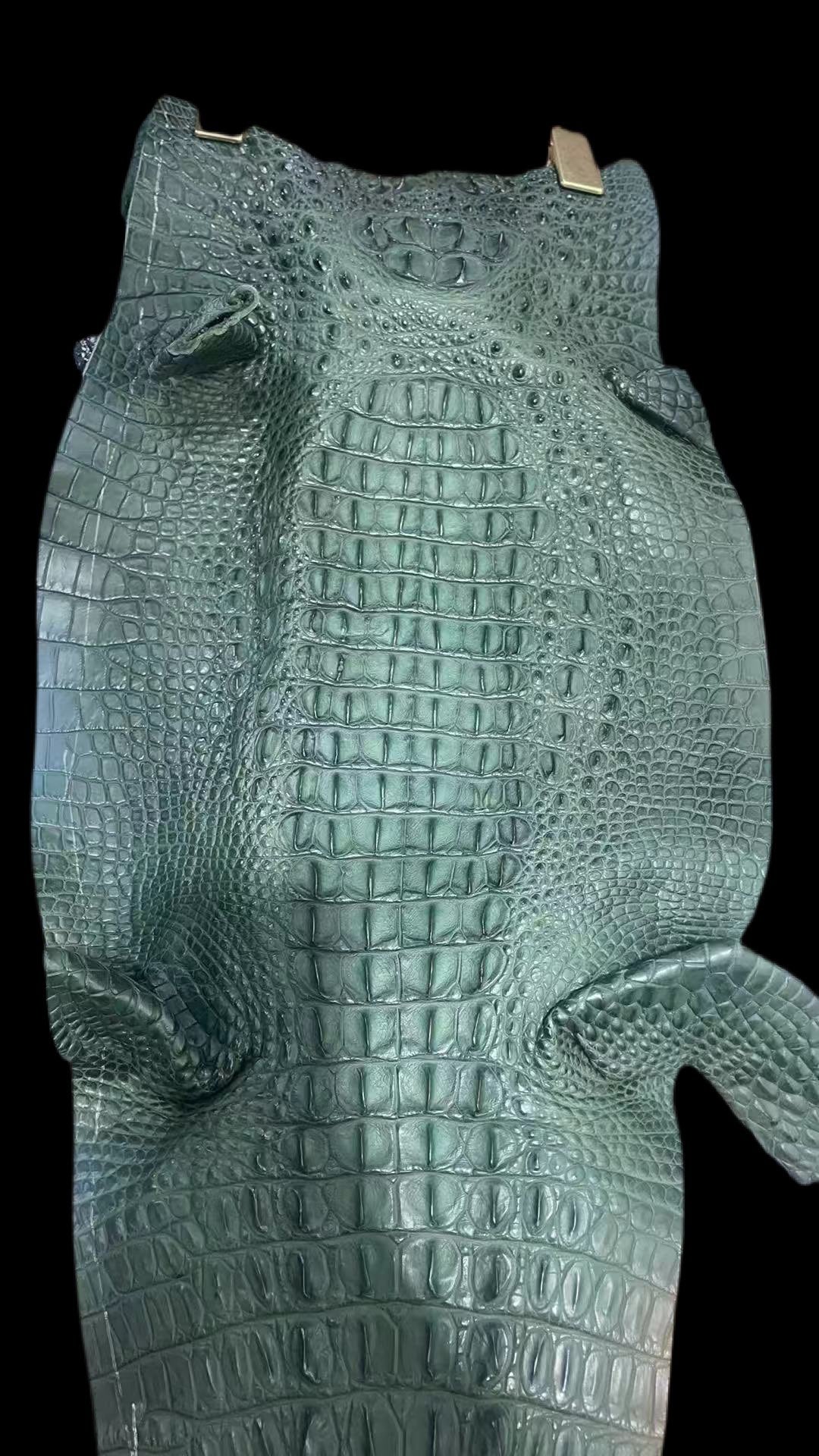 Preorder Crocodile Skin Belly Leather Trifold Wallet Clutches For Men Vintage Green