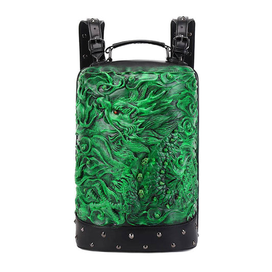 3D Backpack, Fashion 3D Double Hovering Dragon ,Cylinder Backack