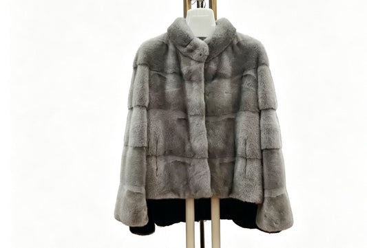 Women's Short Whole Mink Fur Coat,Imported Purple Label Velvet Mink, Horizontal Panel Short Mink Fur Jacket