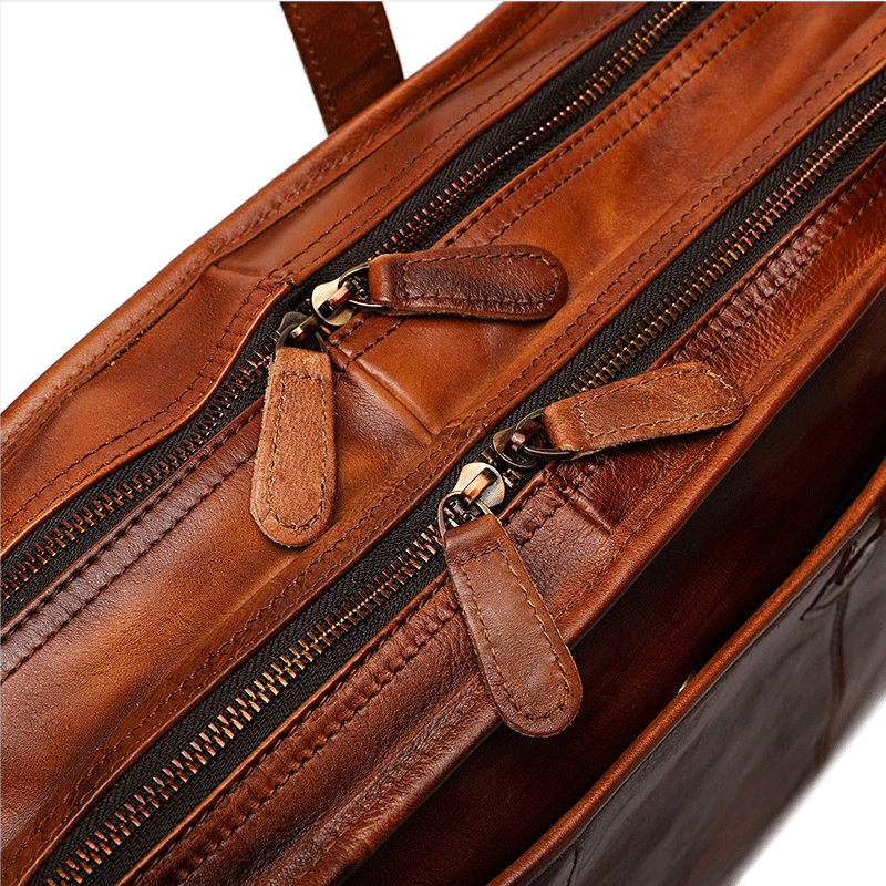 Vegetable Tanning Leather Briefcase