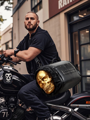 3D Duffel Bag with Skull Design - Large PU Leather | Rossie Viren