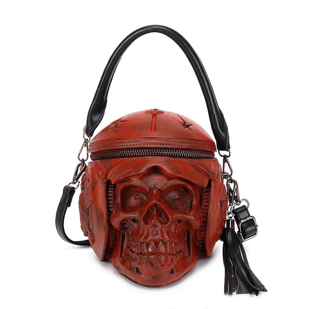 3D Backpack, Fashion 3D Skull With Helmet And Earphone Cross Body Handle Shoulder Bag