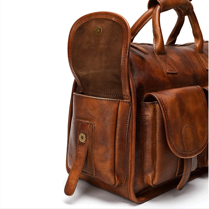 Vegetable Tanning Leather Postman Bag Briefcase Messenger Crossbody Bags