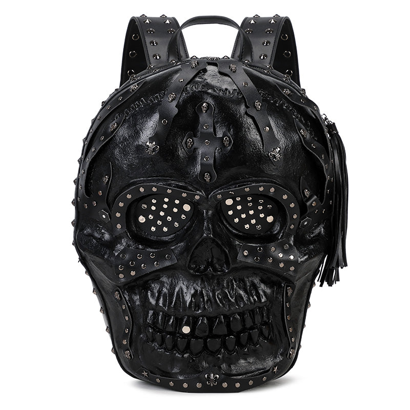 3D Backpack 3D PU Leather Skull Studded Backpack