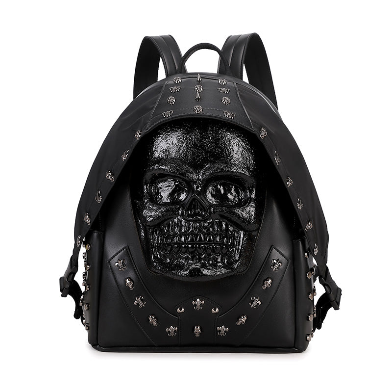 black leather skull backpack purse 3D Backpack 3D PU Leather Skull Studded Computer Backpack