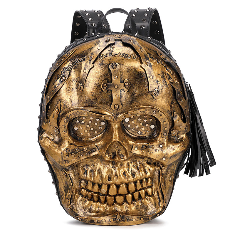 3D Backpack 3D PU Leather Skull Studded Backpack