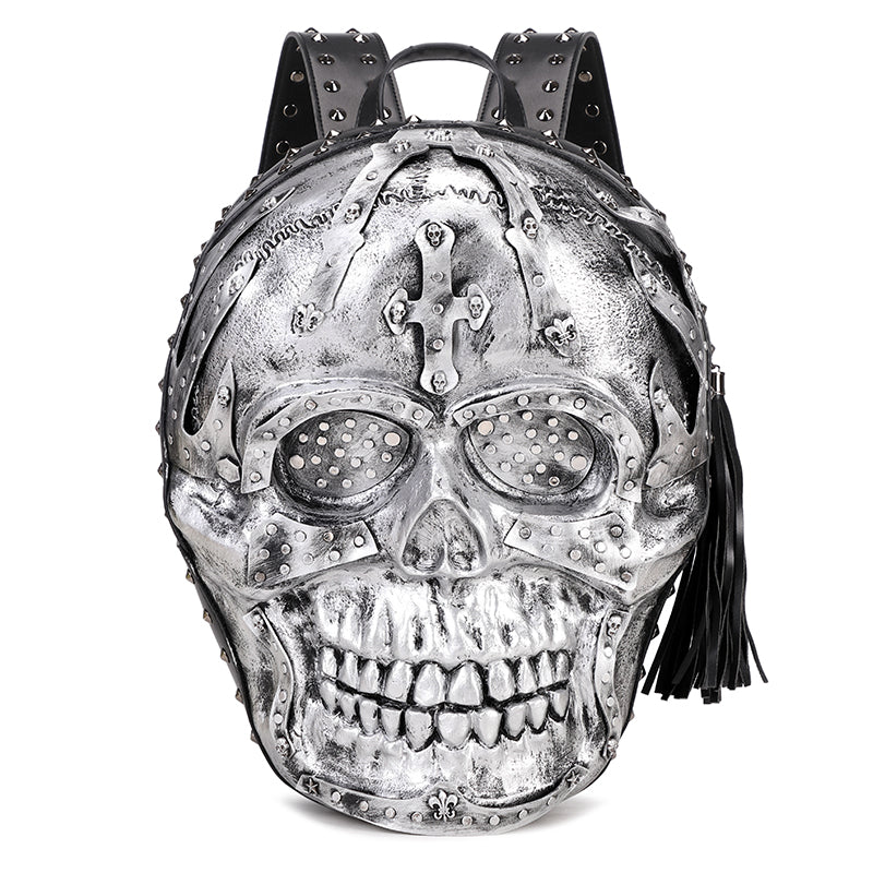 3D Backpack 3D PU Leather Skull Studded Backpack