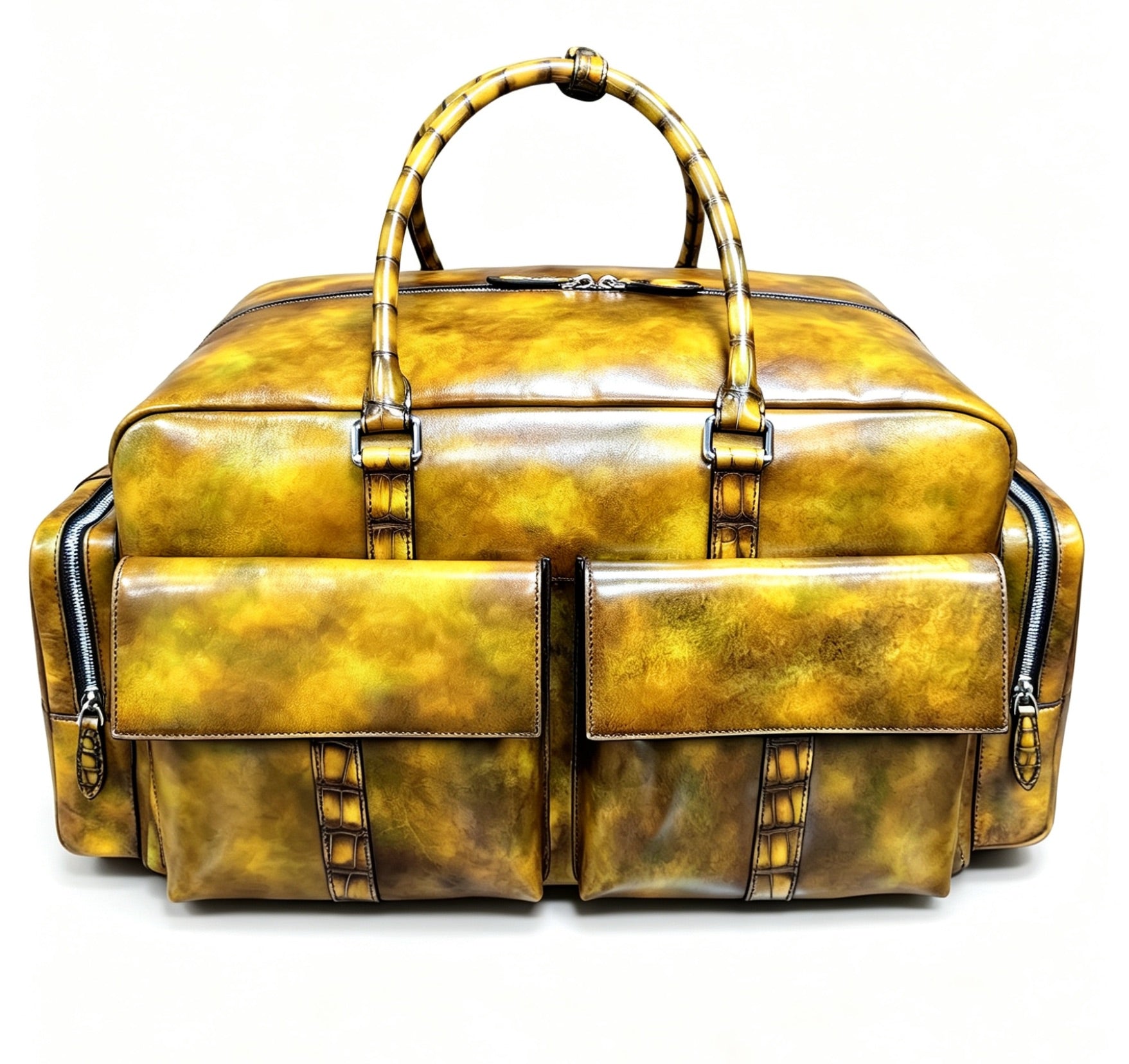 ヴィンテージワゴン イタリアANGELO DE BAGGIS & FIGLIO Unisex Ex Large Vintage Leather Travel Duffle Bag Vintage Brown