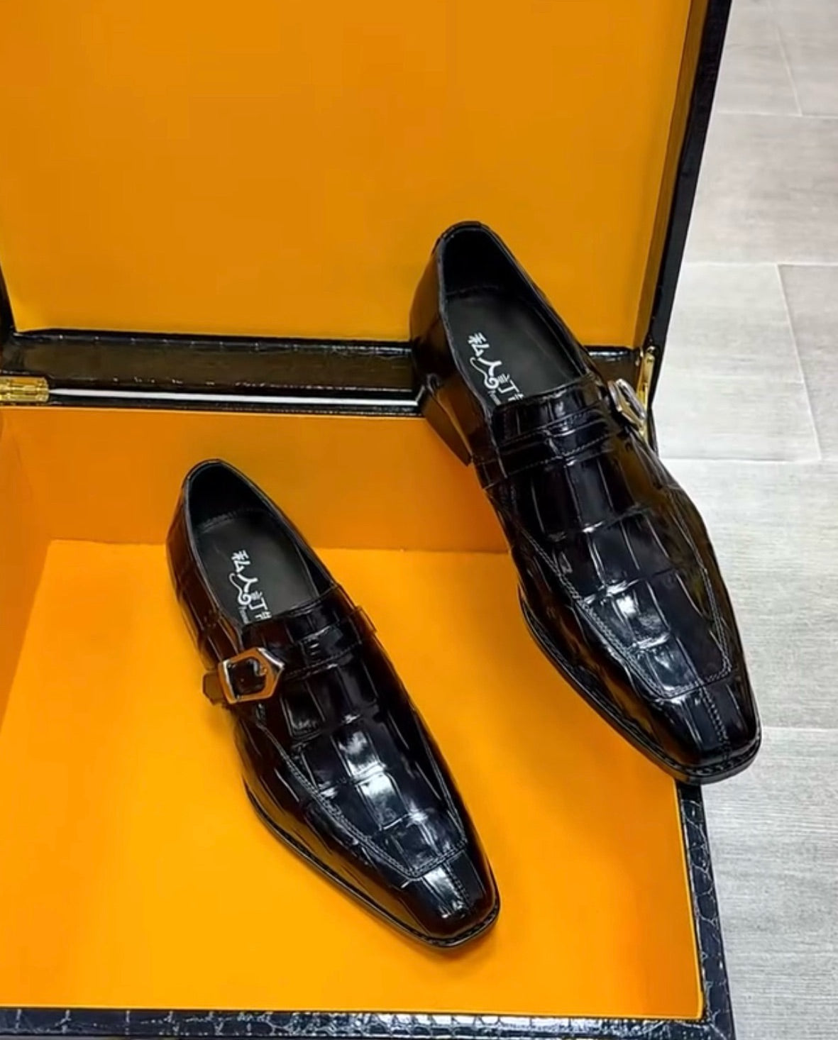 Crocodile Shoes, Men's Black Crocodile Leather Shoes