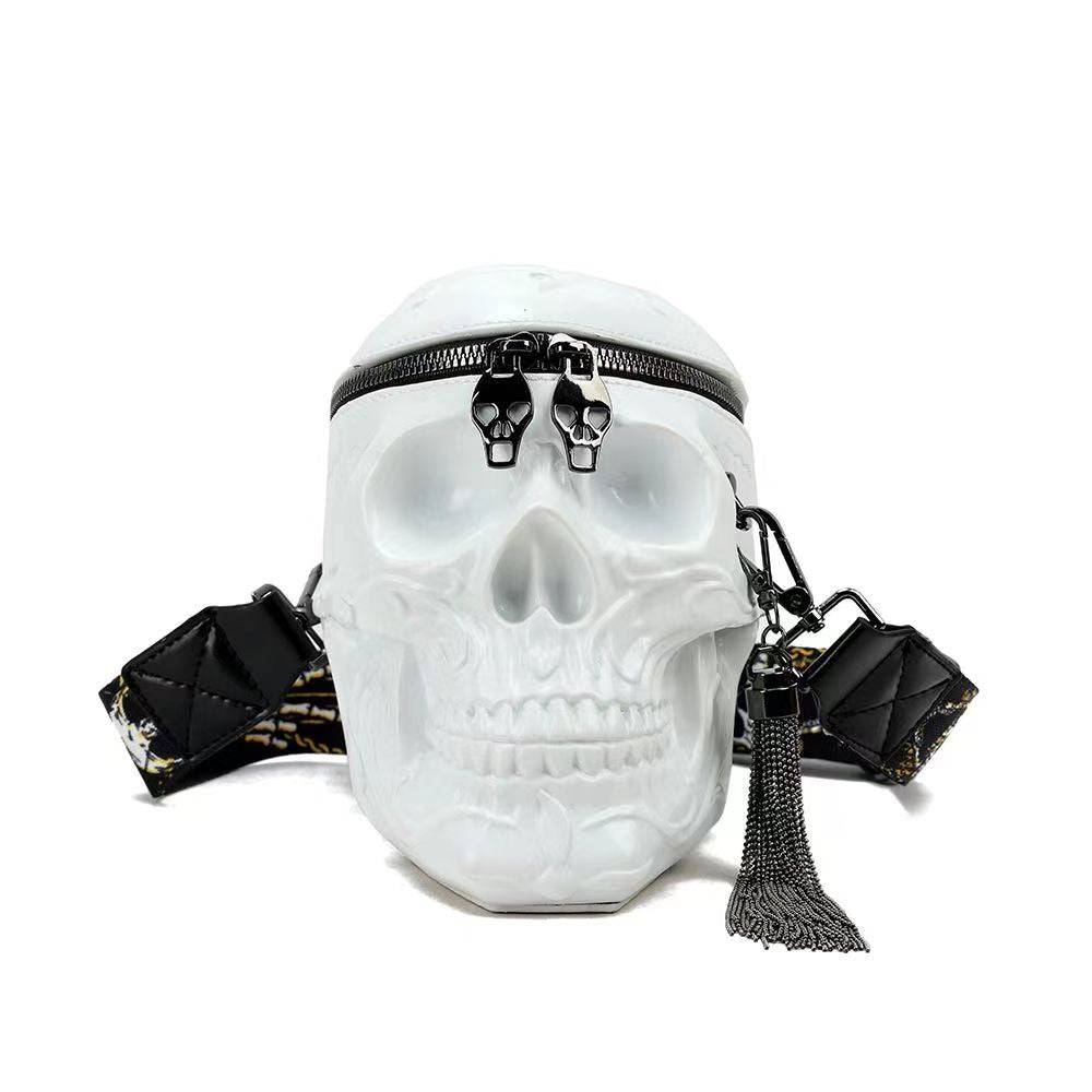 3D Bags Skull Messenger Shoulder Handbag Small White