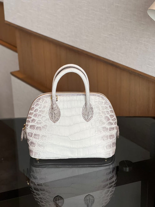 Womens Genuine Crocodile  Skin Leather Cross Body Handle  Bag Mini