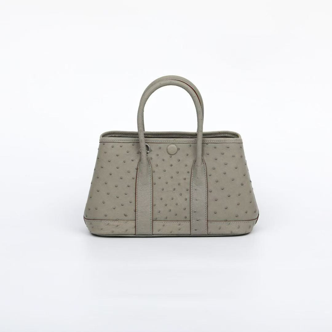Genuine Ostrich Skin Leather Small Tote Bag