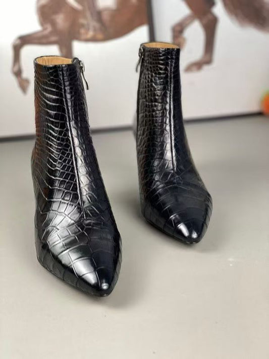 Crocodile Shoes , Genuine Crocodile Leather Womens Shoes Black