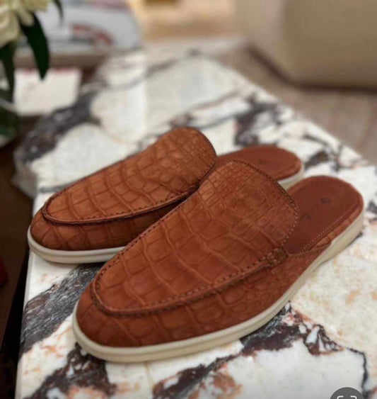 Suede Crocodile Leather Slippers Men's Crocodile Leather Slippers Very Comfortable