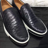 Black Exotic Python Skin leather Platform Loafers