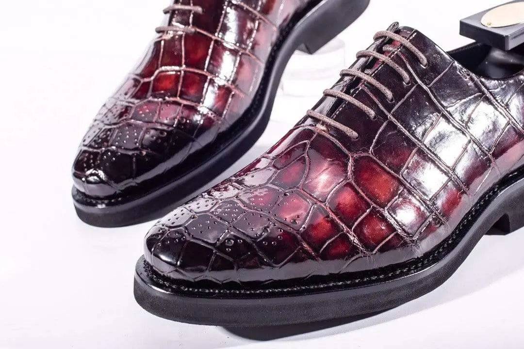 Crocodile Shoes Brouge Shoes ,Crocodile Leather Lace-Up Shoes