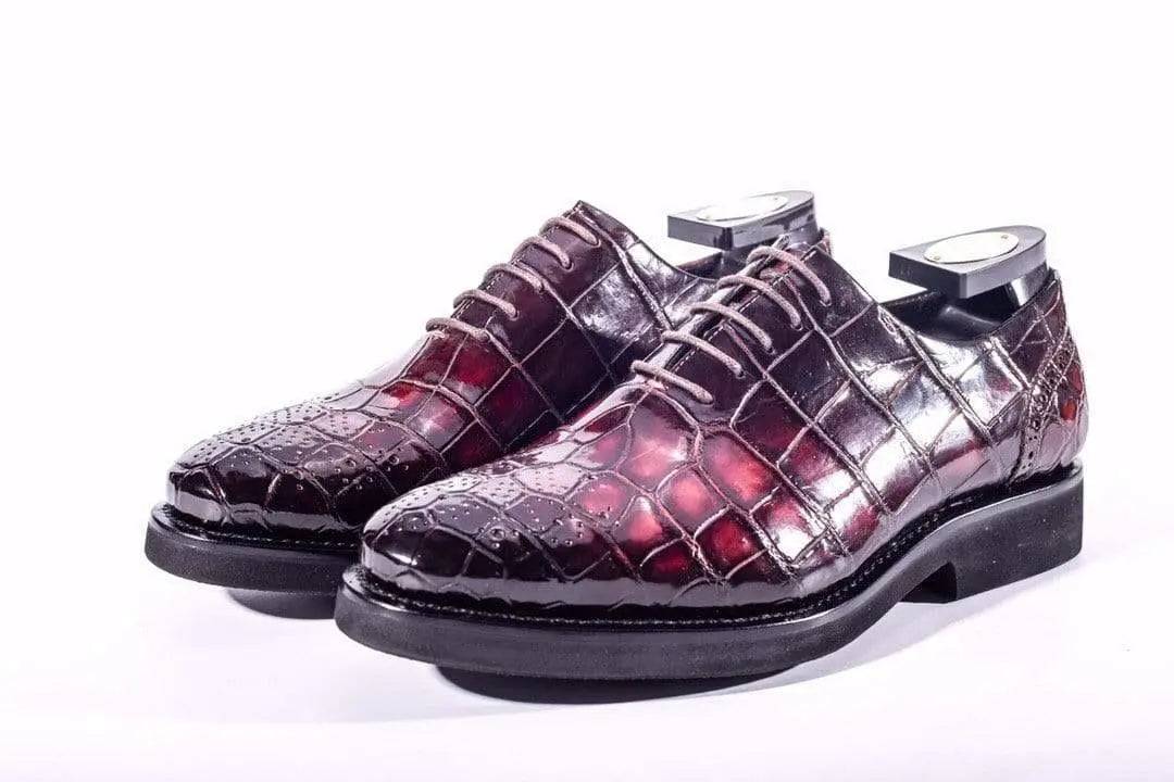 Crocodile Shoes Brouge Shoes ,Crocodile Leather Lace-Up Shoes