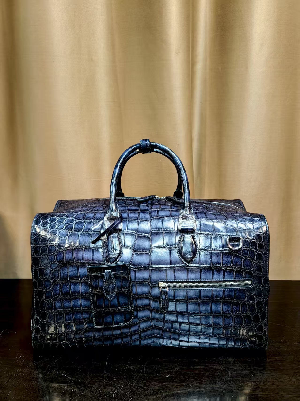 Unisex Genuine Crocodile Skin Leather Large Duffel Business Travel Bag