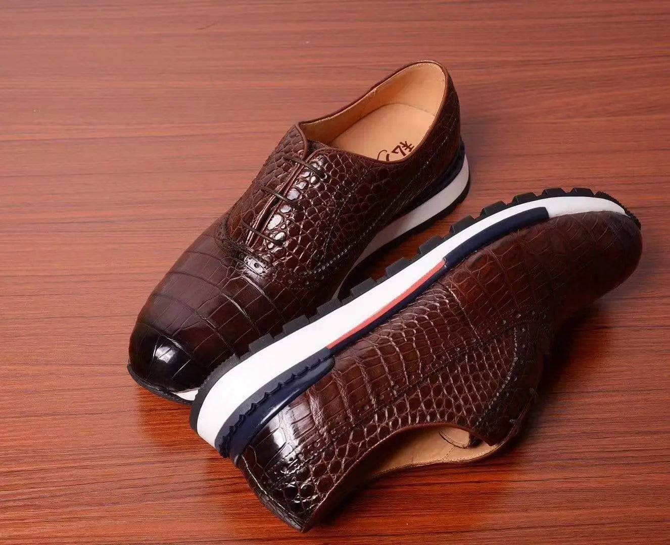 Crocodile Shoes Casual Crocodile Shoes, Black Slip On Crocodile Sneakers