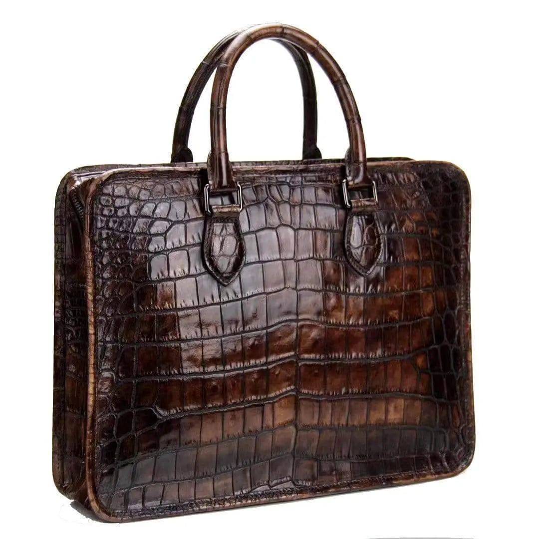 Crocodile Leather Crossbody  Laptop Business Bag