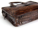 Crocodile Leather Crossbody  Laptop Business Bag