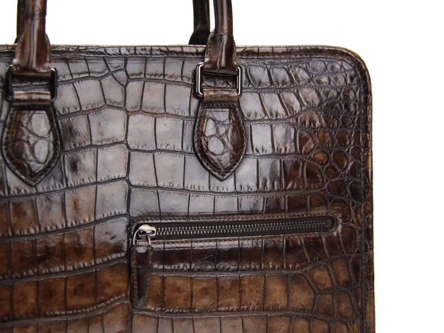 Crocodile Leather Crossbody  Laptop Business Bag