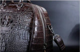 Crocodile Leather Duffel Travel Bag Brown