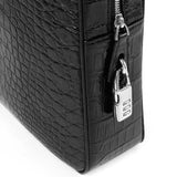 Crocodile Leather Laptop Briefcase with Combination Lock