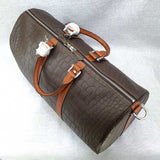 Crocodile Leather Travel Duffel Bag Brown With Tan Handle Rossie Viren