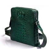 Dark Green Messenger Bag Crocodile  Skin  Leather