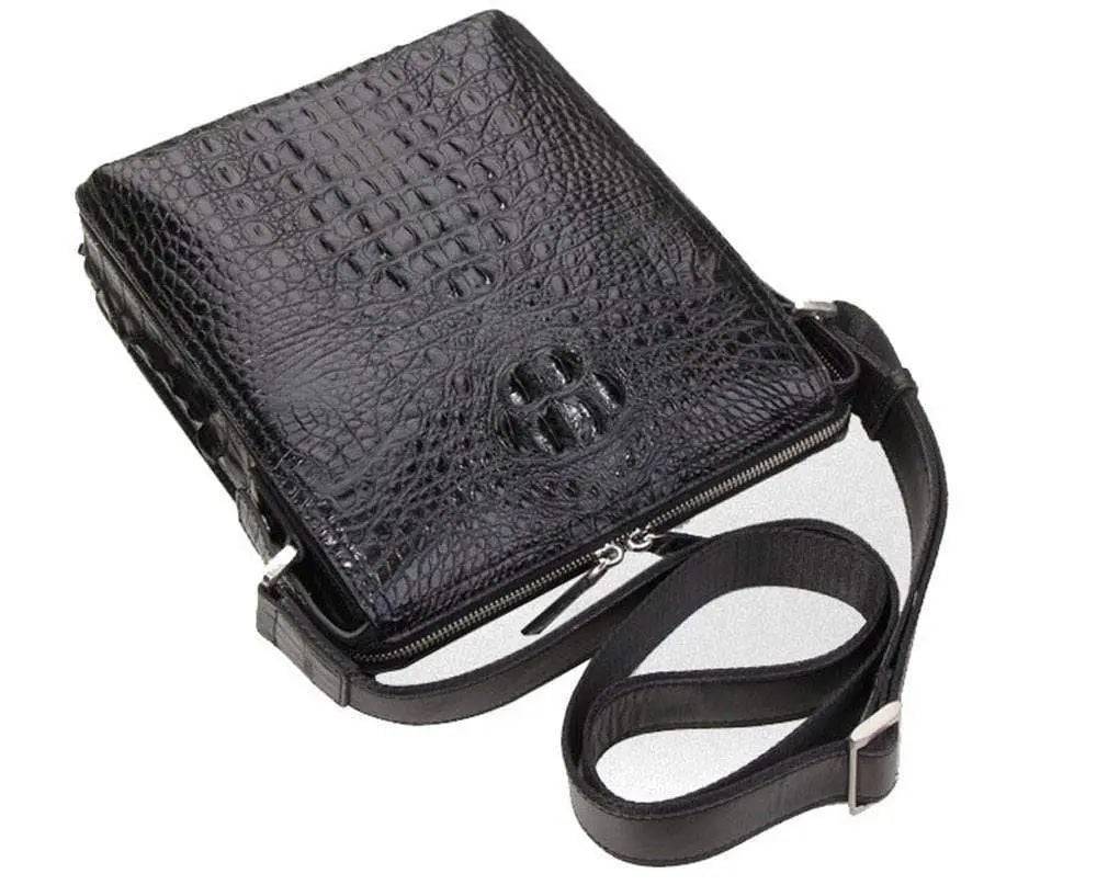 Crocodile Skin Leather Mens Messenger Bags