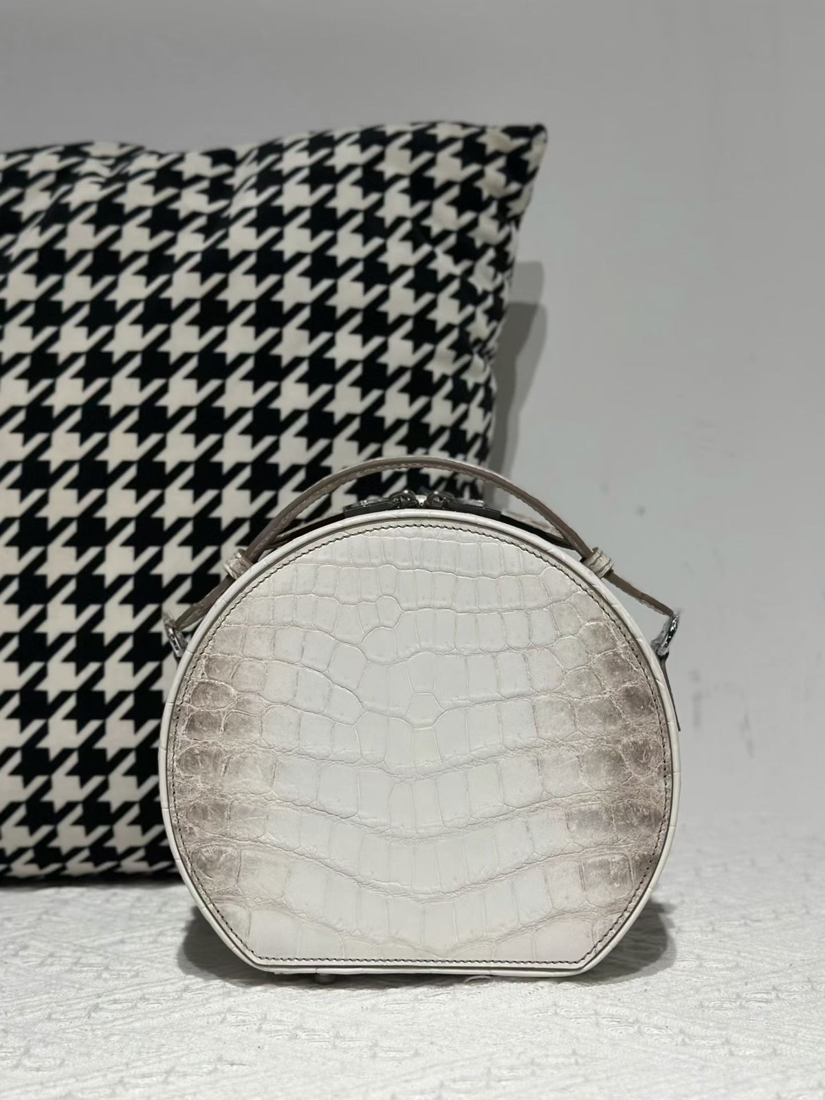 Crocodile Apple Bag  , Himalaya White Crocodile Leather Round Circle Apple Bag