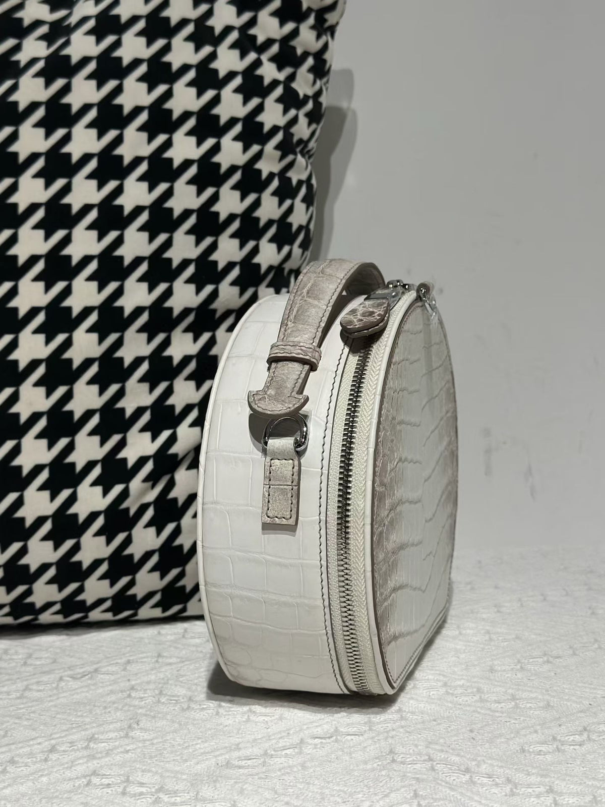 Crocodile Apple Bag  , Himalaya White Crocodile Leather Round Circle Apple Bag